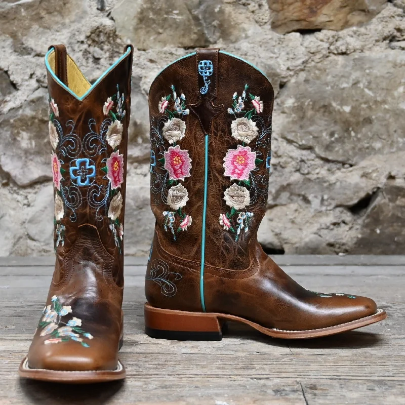 Macie Bean Kids Boot in Honey Bunch with Flowers