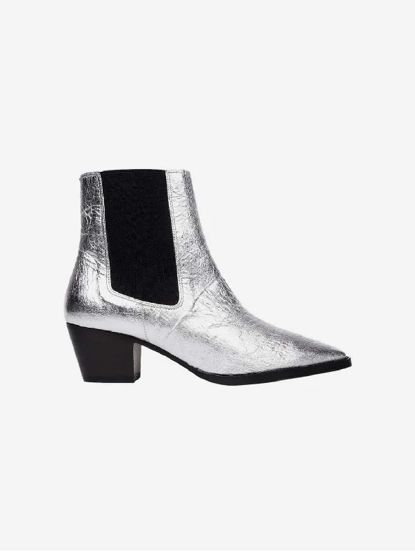 3pm Friday Rocks! Vegan Piñatex Ankle Boots | Metallic Silver