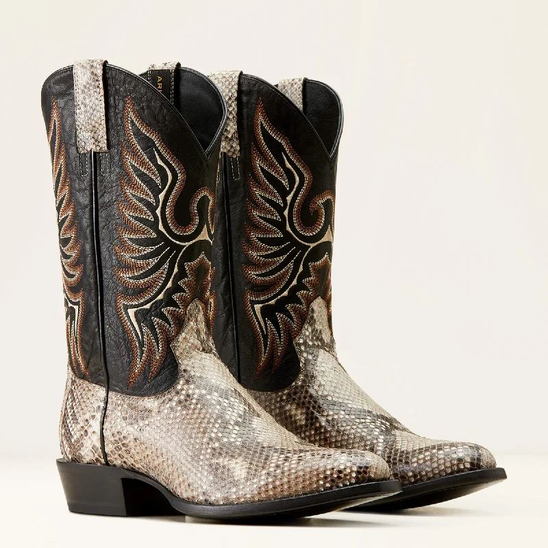 ARIAT MEN'S 10047082 Slick Cowboy Boots NATURAL PYTHON|LUXE BLACK