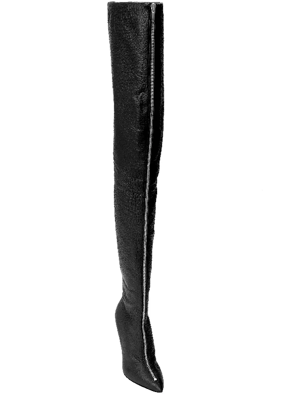 BLAIR SLIM BLACK LEATHER THIGH-HIGH BOOTS