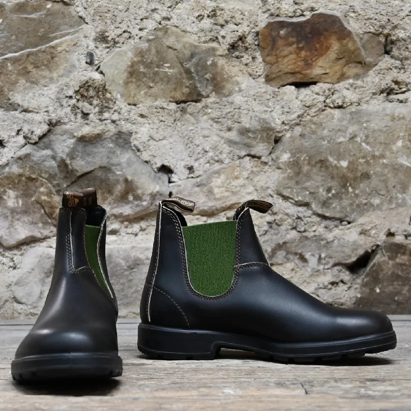 Blundstone Slip On W/Olive Green Elastic In Stout Brown