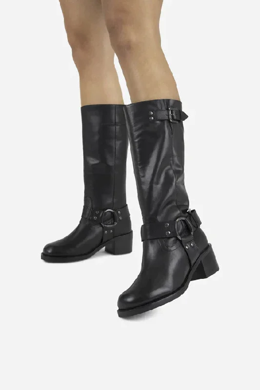 New Camperos Black Biker Boots