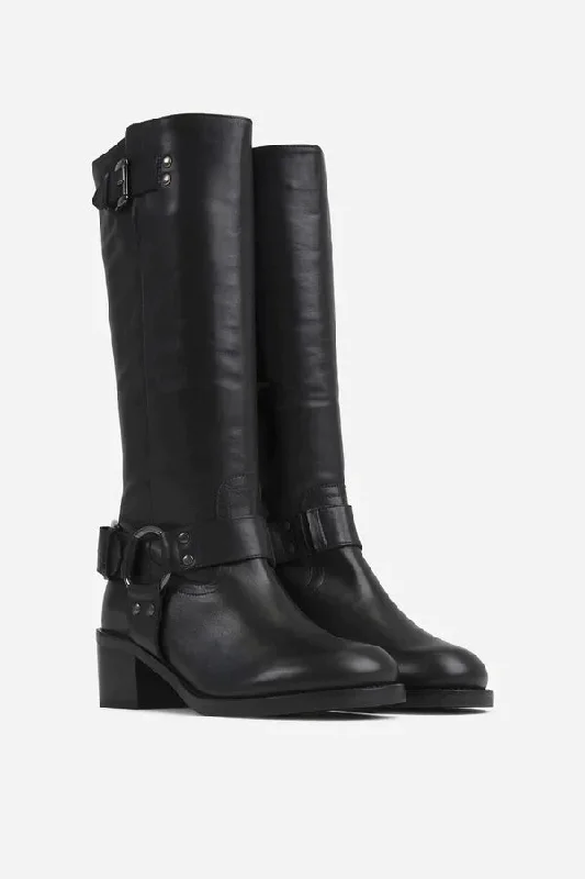 New Camperos Black Biker Boots