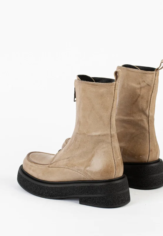 Abigail Sand Front Zip Ankle Boots