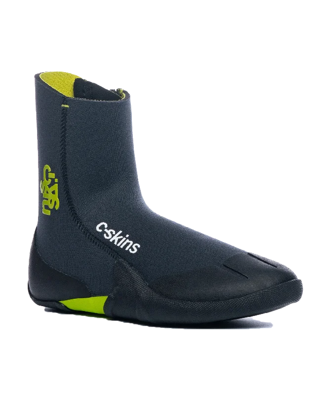 Legend Junior 3.5mm Zipped Round Toe Wetsuit Boots in Graphite, Flash Green & Black