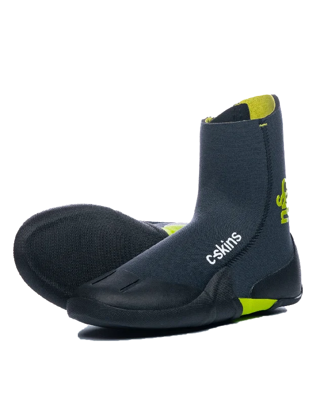 Legend Junior 3.5mm Zipped Round Toe Wetsuit Boots in Graphite, Flash Green & Black