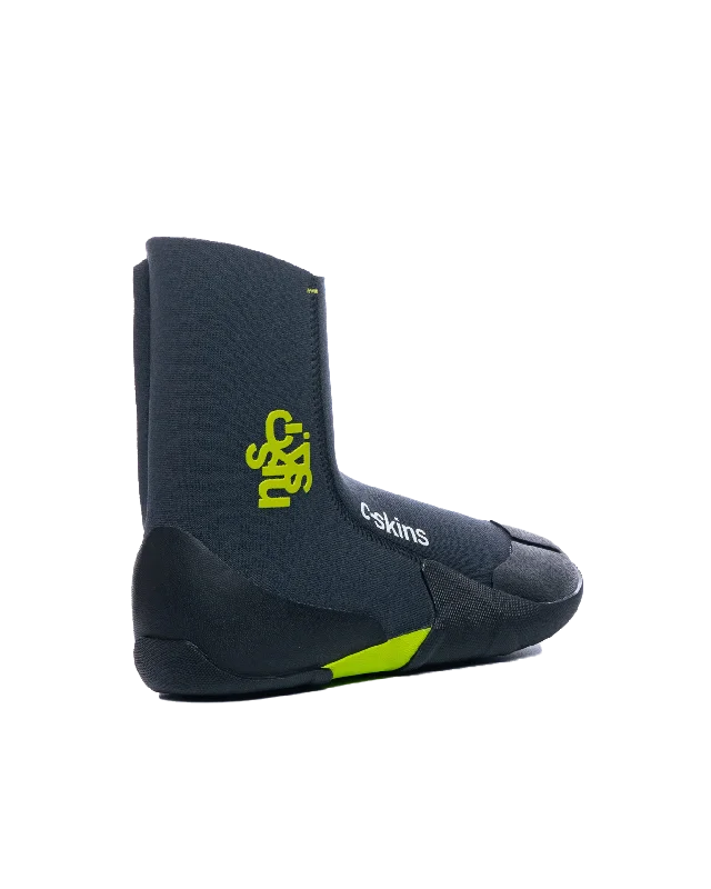 Legend Junior 3.5mm Zipped Round Toe Wetsuit Boots in Graphite, Flash Green & Black