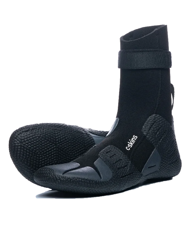 Session 5mm Round Toe Wetsuit Boots in Black & Charcoal