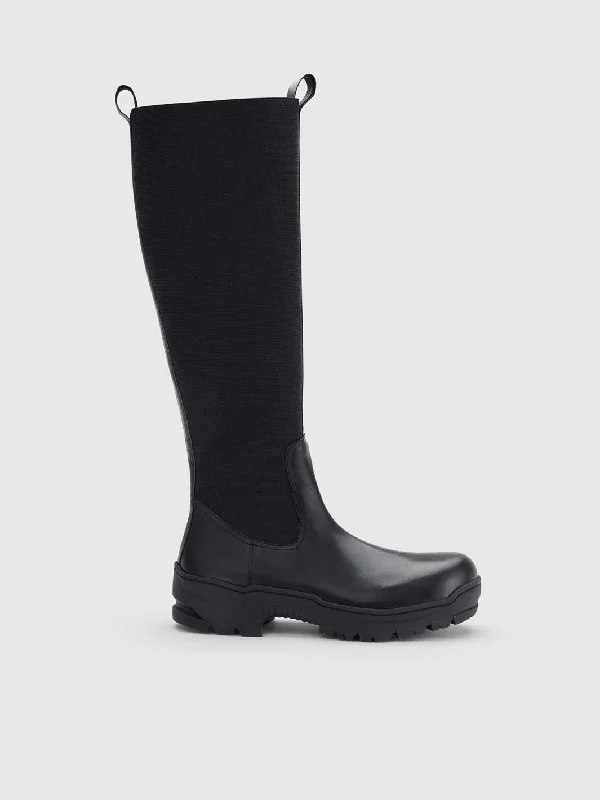 Caorle Black Leather Knee high boots