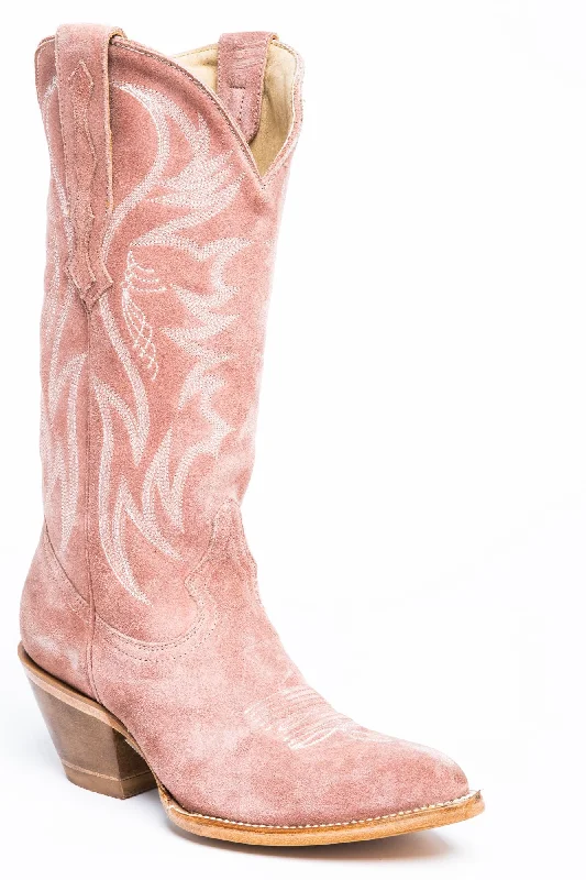 Charmed Life Pink Suede Western Boots - Round Toe