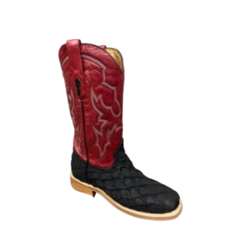 Corral Men's Embroidered Pirarucu Black & Red Boots