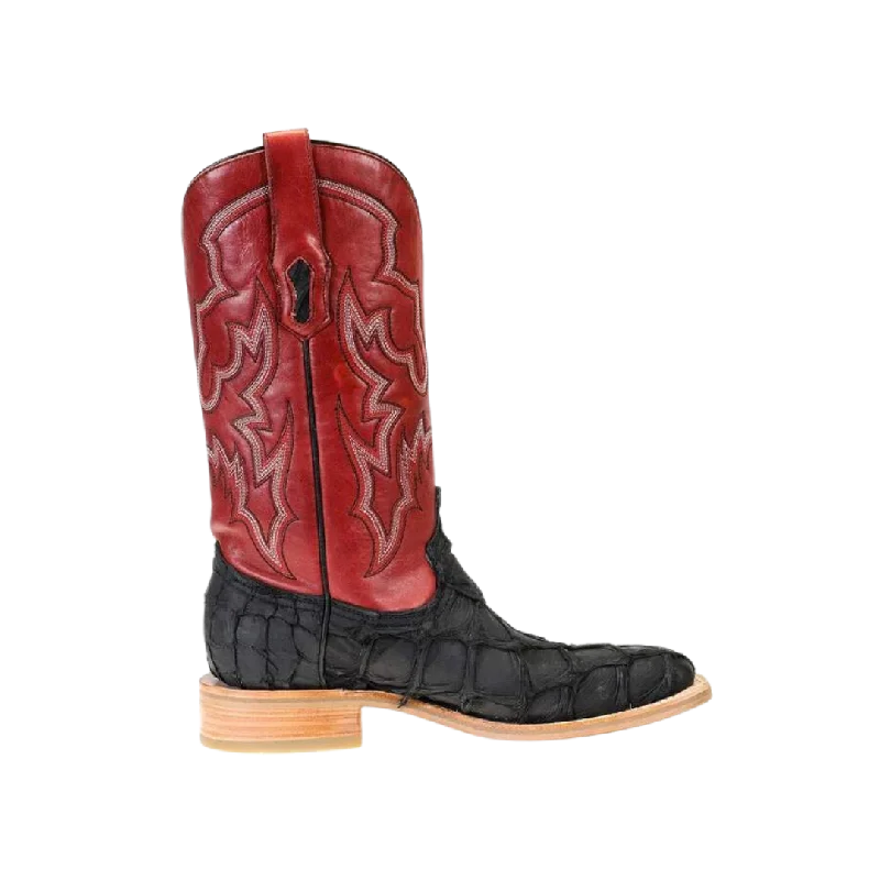 Corral Men's Embroidered Pirarucu Black & Red Boots