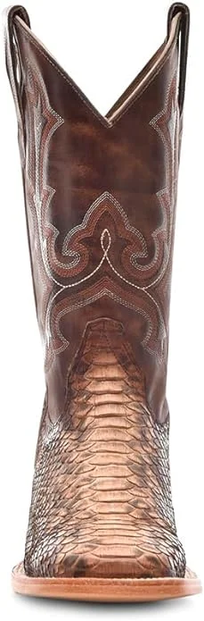 CORRAL MEN'S TAUPE PYTHON EMBROIDERY WIDE SQ. TOE, LEATHER SOLE B5000