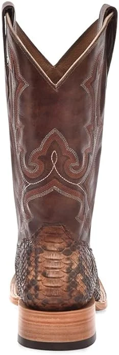 CORRAL MEN'S TAUPE PYTHON EMBROIDERY WIDE SQ. TOE, LEATHER SOLE B5000