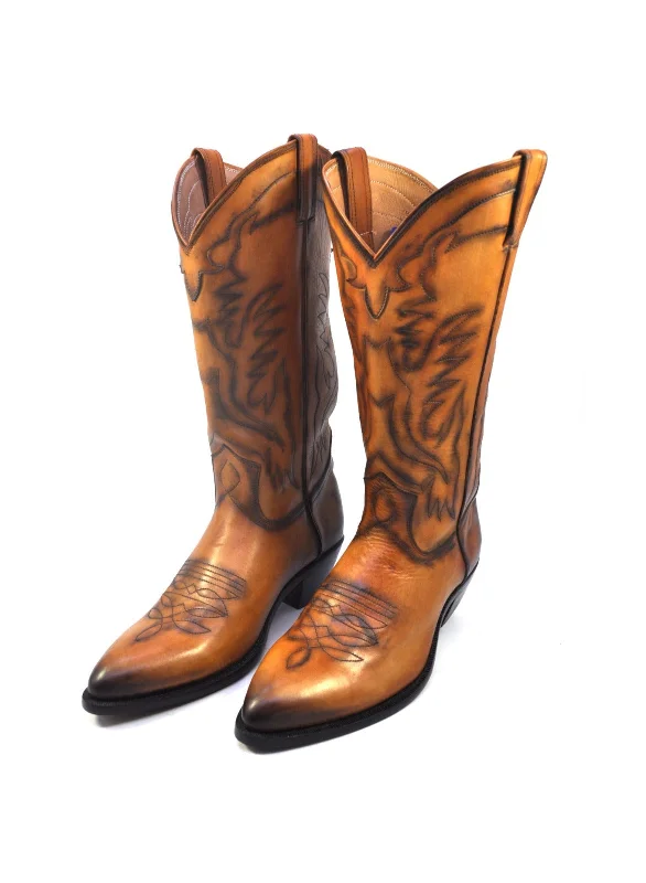 Cowboy Boots - Tan Calf