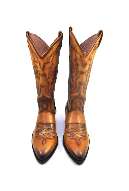 Cowboy Boots - Tan Calf