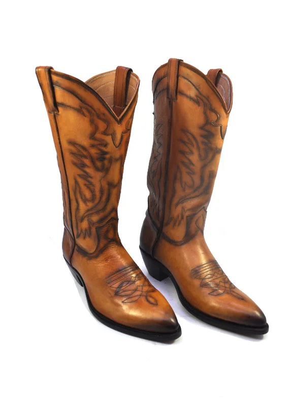 Cowboy Boots - Tan Calf