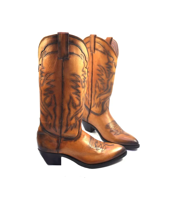 Cowboy Boots - Tan Calf