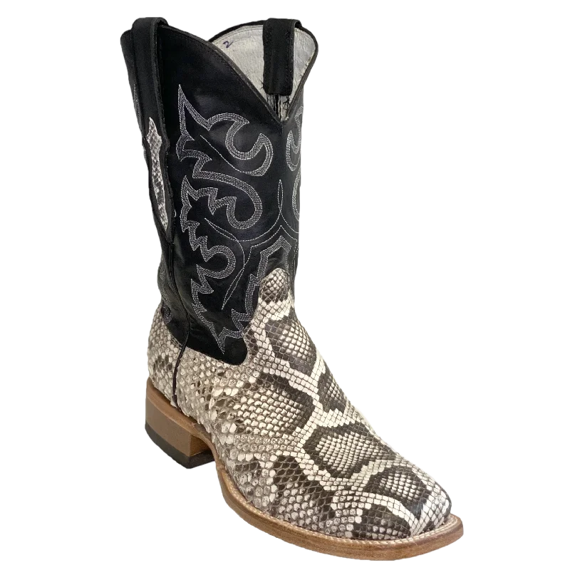 Cowtown Men's Natural Reticulas Python Square Toe Boots Q809