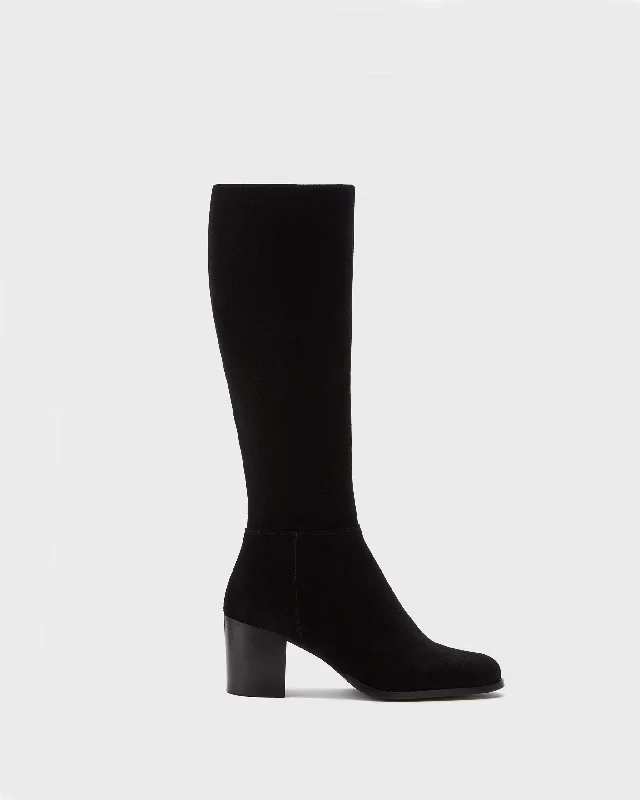 Dalia Petite Knee High Boots in Black Suede