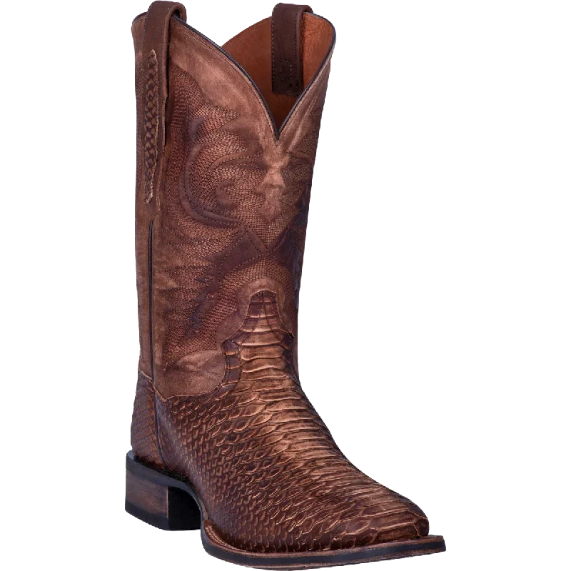 Dan Post Men's Brown Snake Skin Print Square Toe Boots DP4526