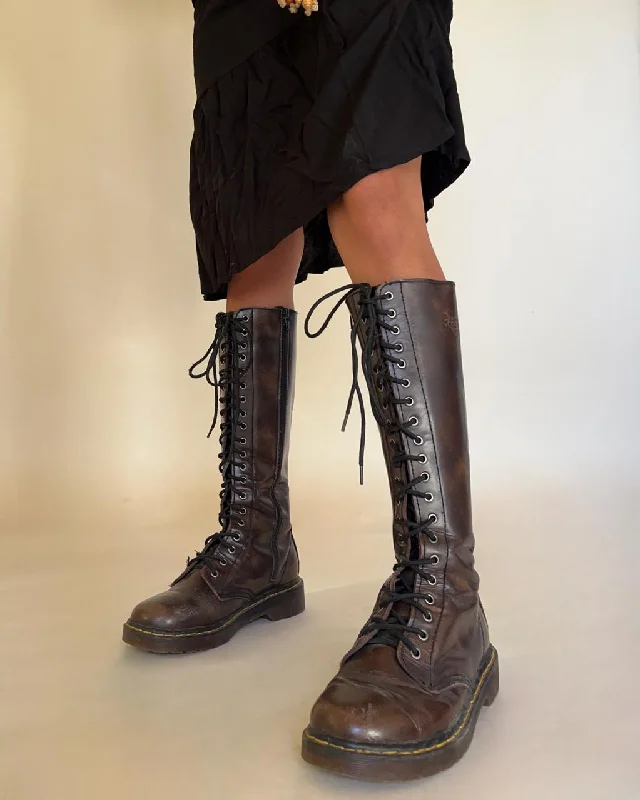 Dr Martens lace up knee high boots