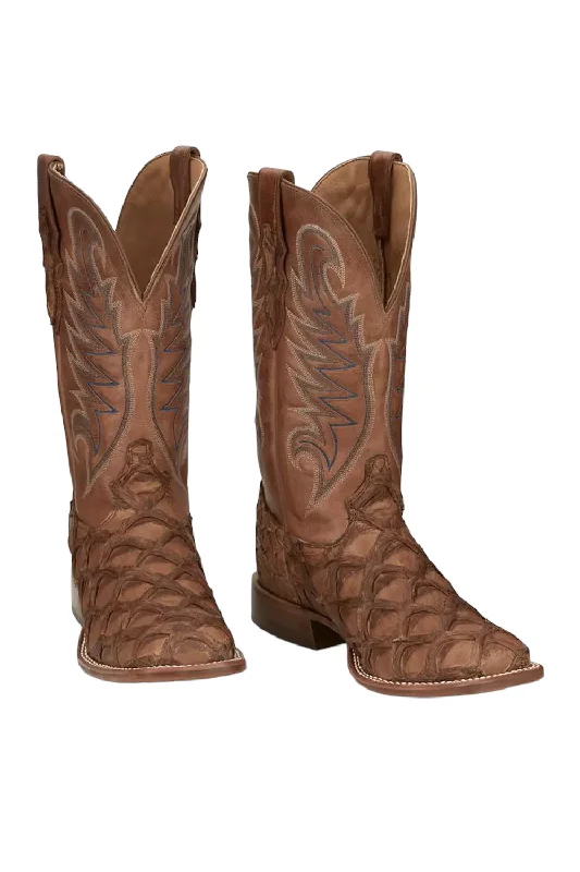 EVERETT WESTERN BOOT IN CHOCOLATE PIRARUCU BY TONY LAMA EP8271