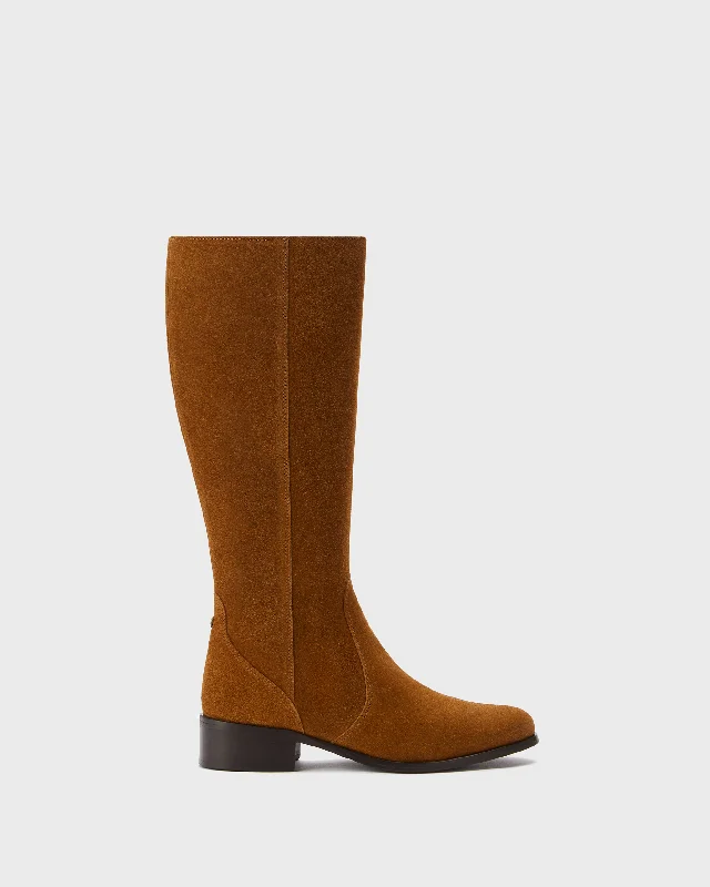 Haltham Standard Knee High Boots in Tan Suede