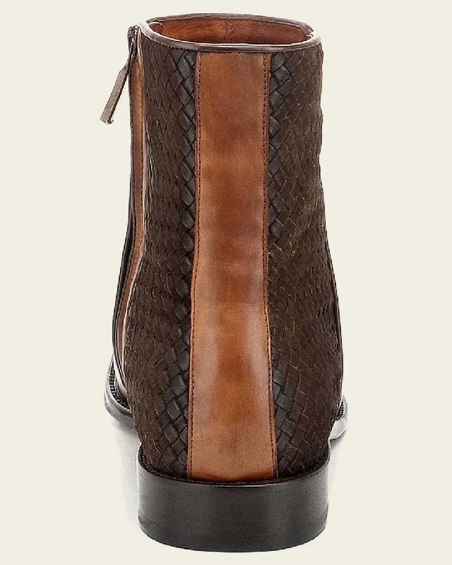 Dress handwoven bootie  honey leather