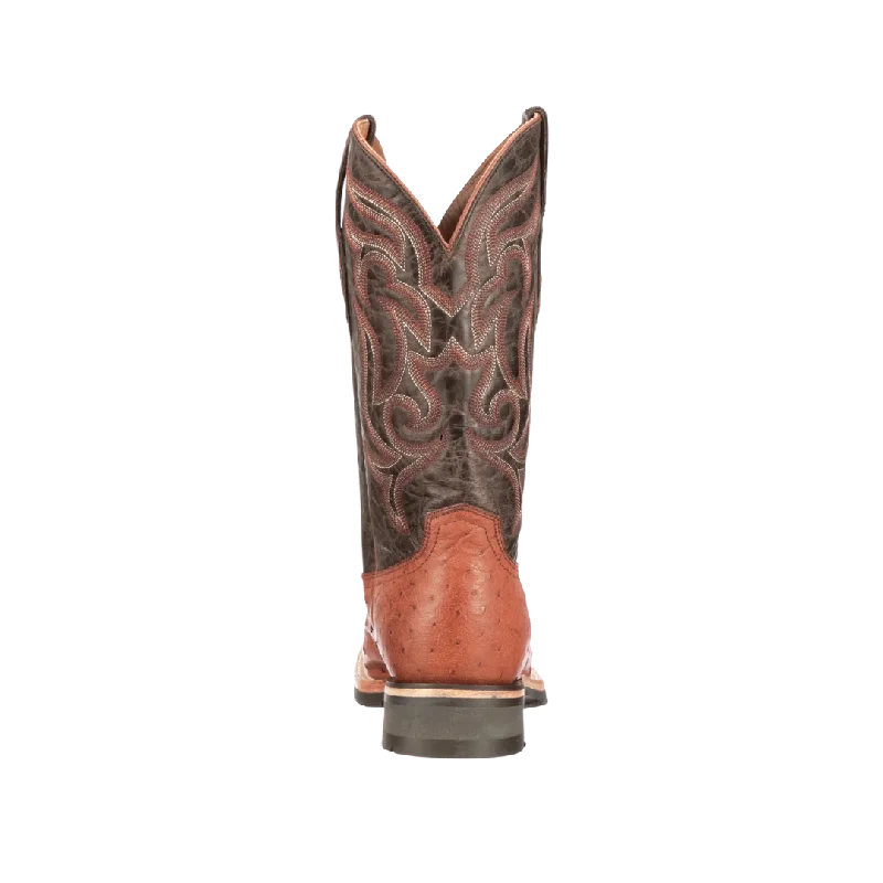 Lucchese Men's Rowdy Cognac Brown Full Quill Ostrich Horseman Barn Boots