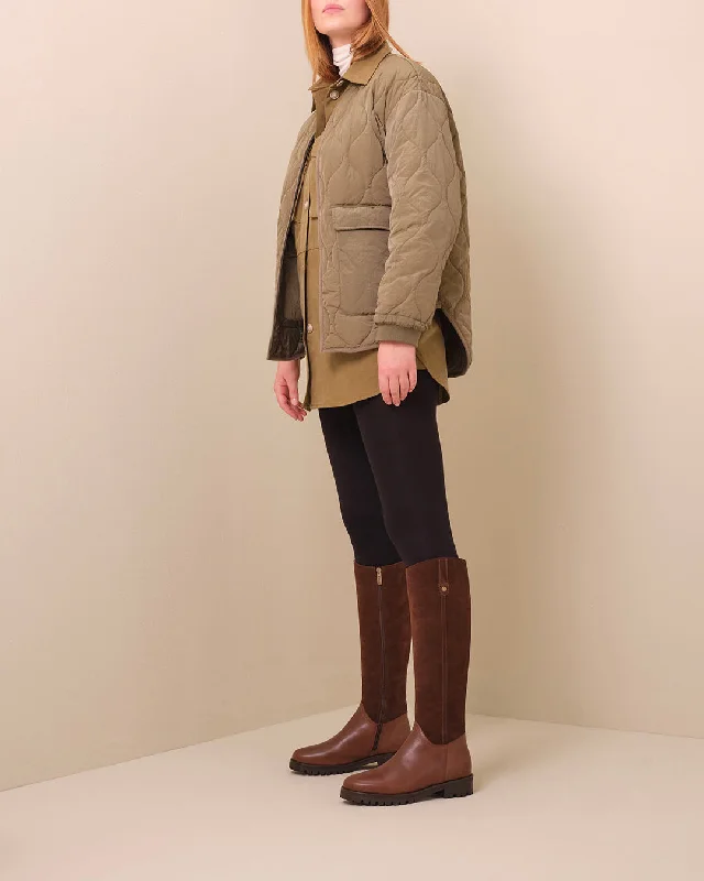 Jeane Knee High Boots in Dark Brown Suede