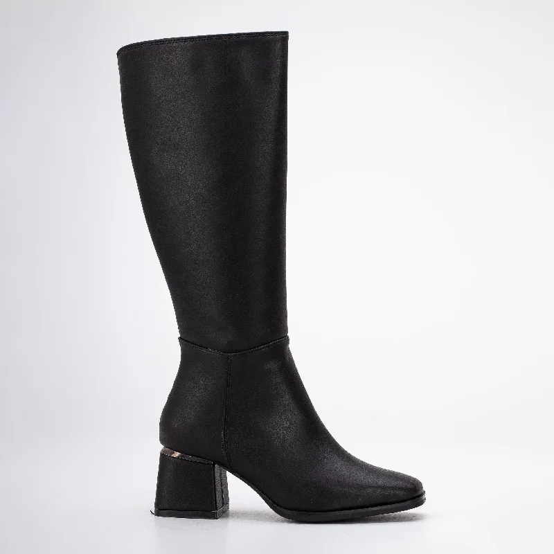 Anelise - Black Knee High Boots