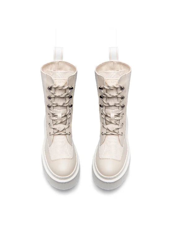 Caroline Creme High Chunky Boots