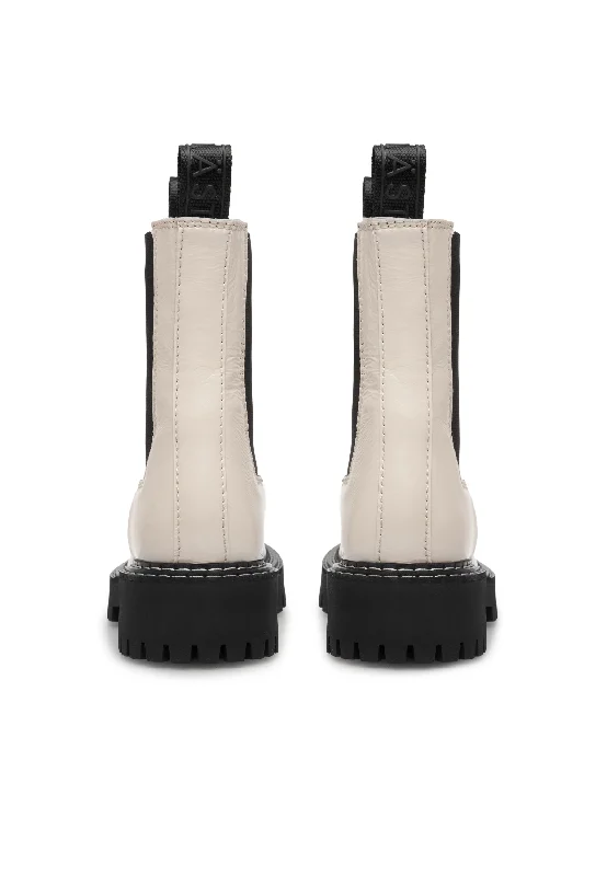 Daze Off White Patent Leather Chelsea Boots