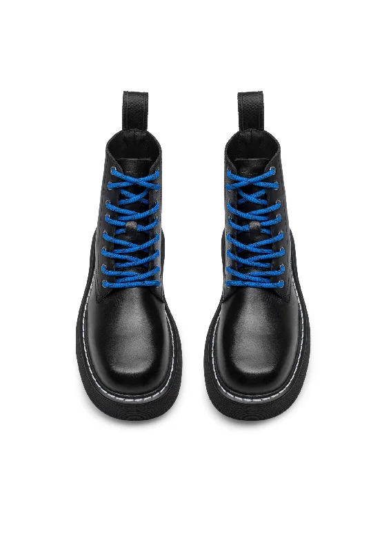 Jane All Black Leather Combat Boots