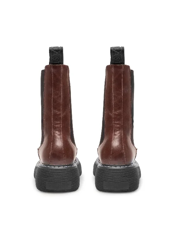 Joy Dark Brown High Chelsea Boots