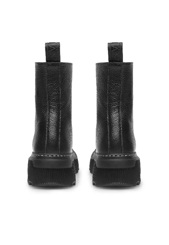 Shane Black Front Zip Leather Boots