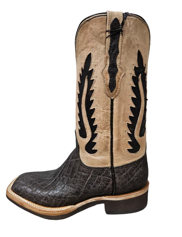 MEN'S BLACK JACK CREPE SOLE EXOTIC ELEPHANT WESTERN BOOTS CH8011-96