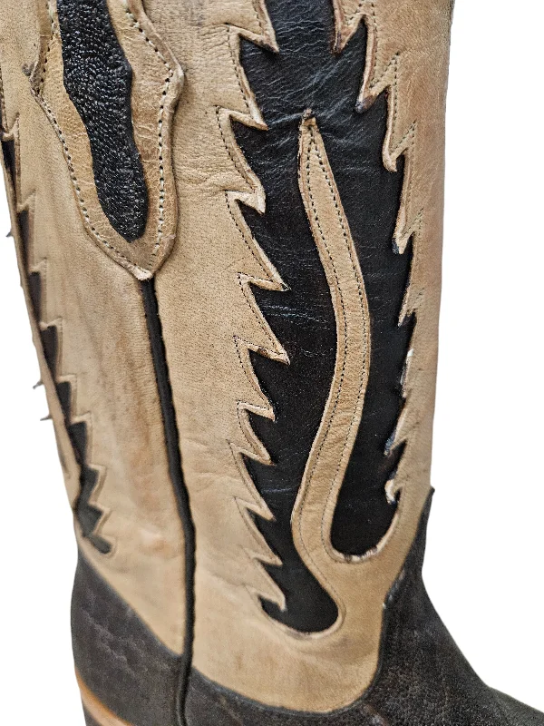 MEN'S BLACK JACK CREPE SOLE EXOTIC ELEPHANT WESTERN BOOTS CH8011-96