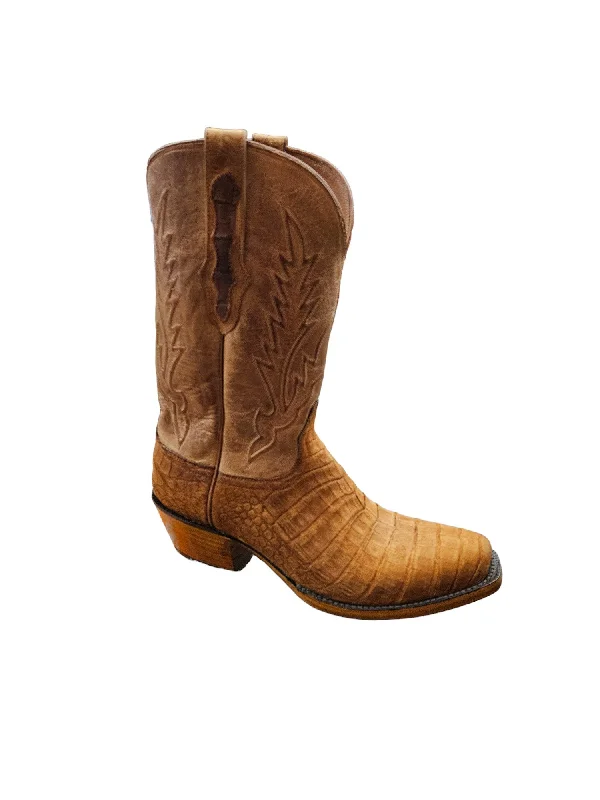 MEN'S BLACK JACK WESTERN BOOTS SUEDED CAIMAN EXOTICS SCGC7166-V4