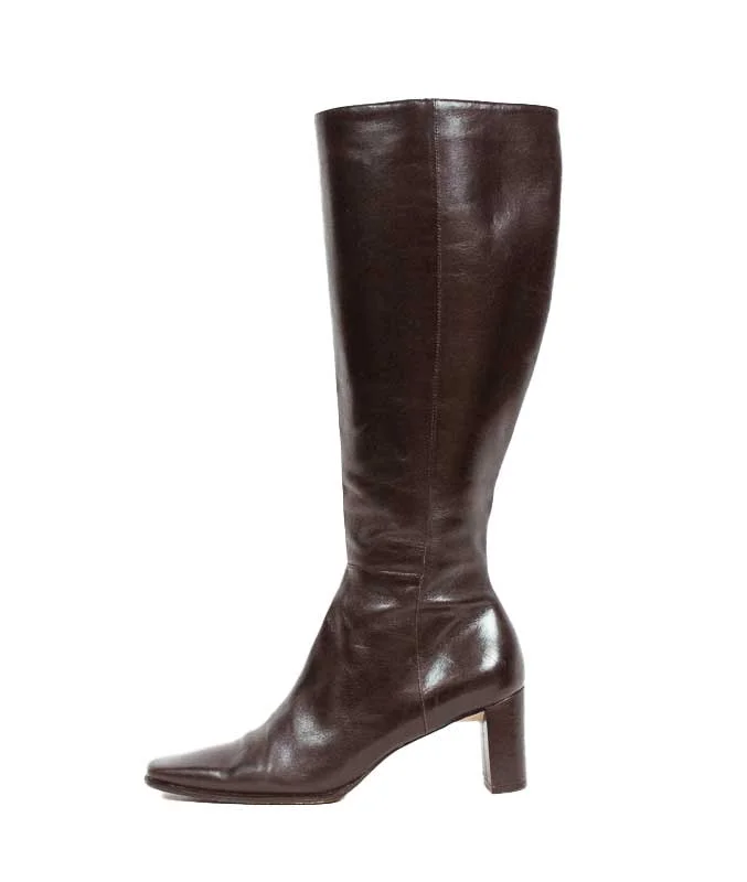 Mid-Calf Square Toe Boots