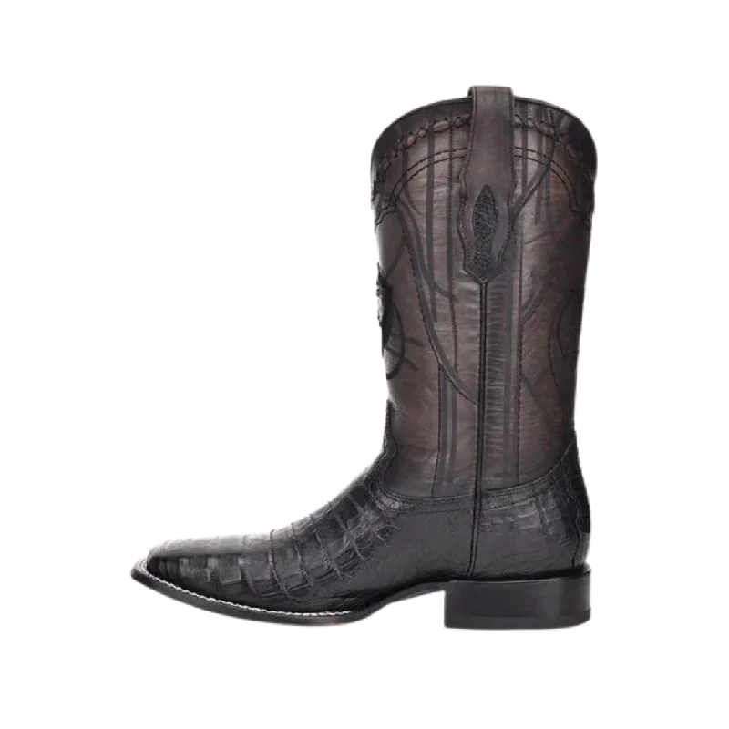 Cuadra Men's Black Caiman Laser & Embroidery Square Boots