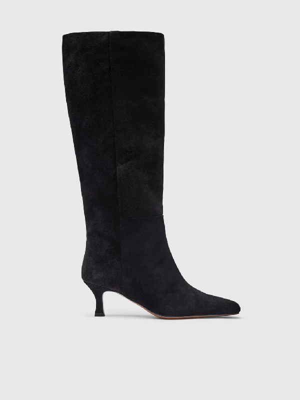 Pieve Black Suede Knee high boots