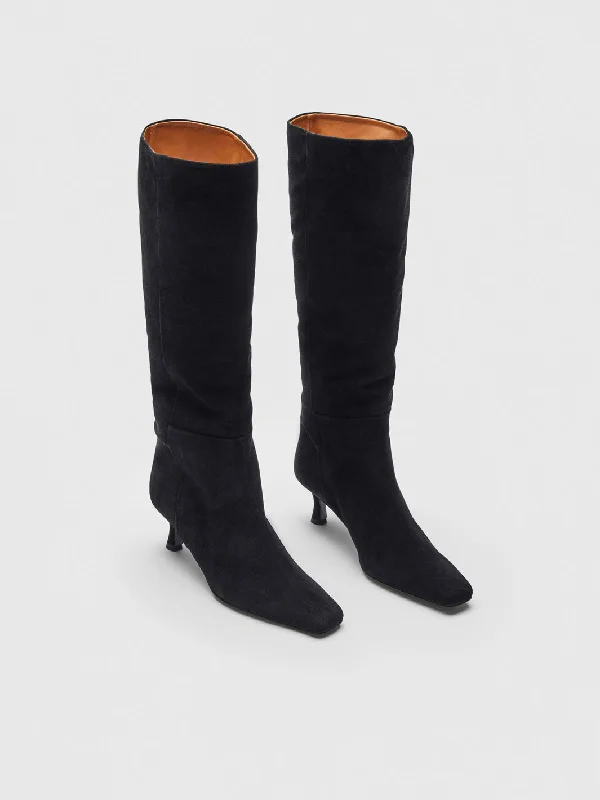 Pieve Black Suede Knee high boots