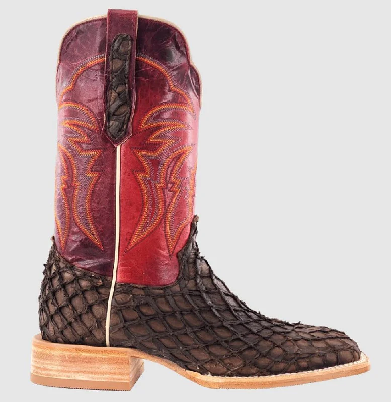 R. Watson Mens Matte Chocolate Pirarucu Fish Exotic Boot   RW7800-2