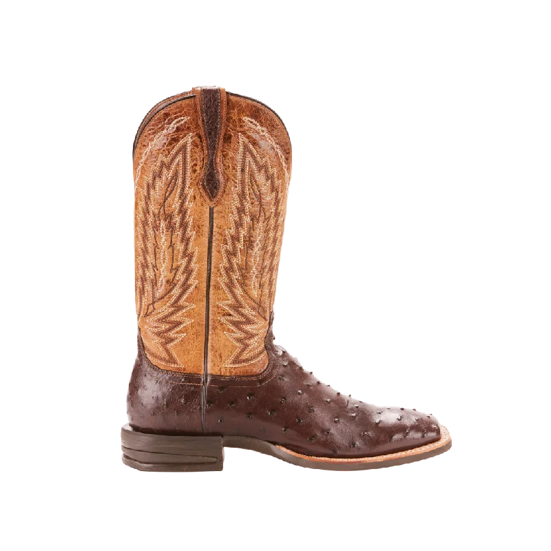 Ariat Men's Tobacco Full Quill Ostrich Relentless Platinum Square Toe Boots