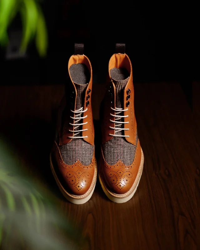 SG Rogue Sport Wingtip Boots V2 – Cognac + Tweed