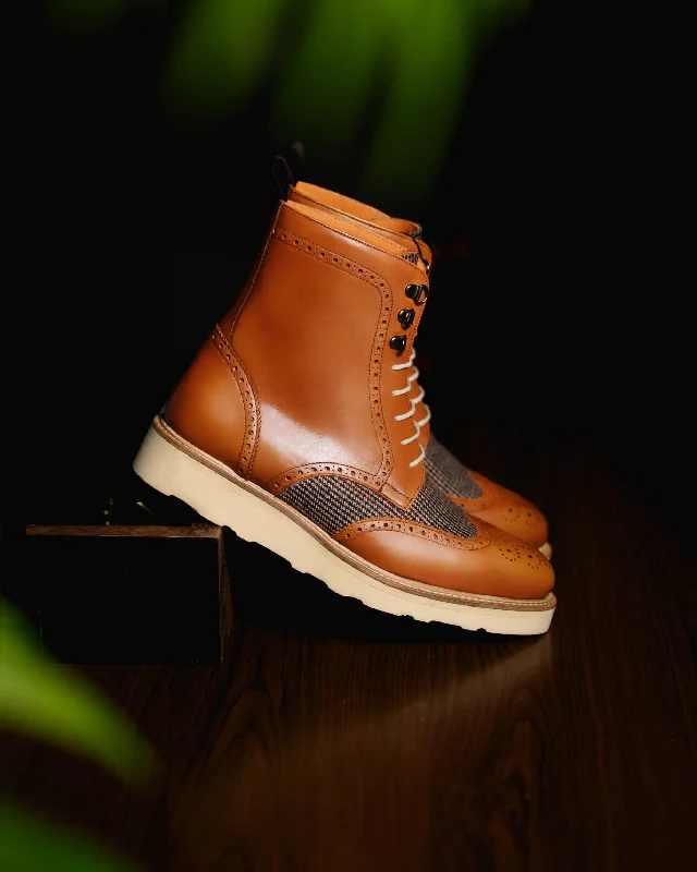 SG Rogue Sport Wingtip Boots V2 – Cognac + Tweed