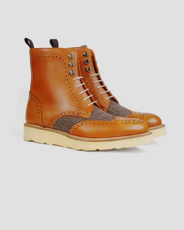 SG Rogue Sport Wingtip Boots V2 – Cognac + Tweed