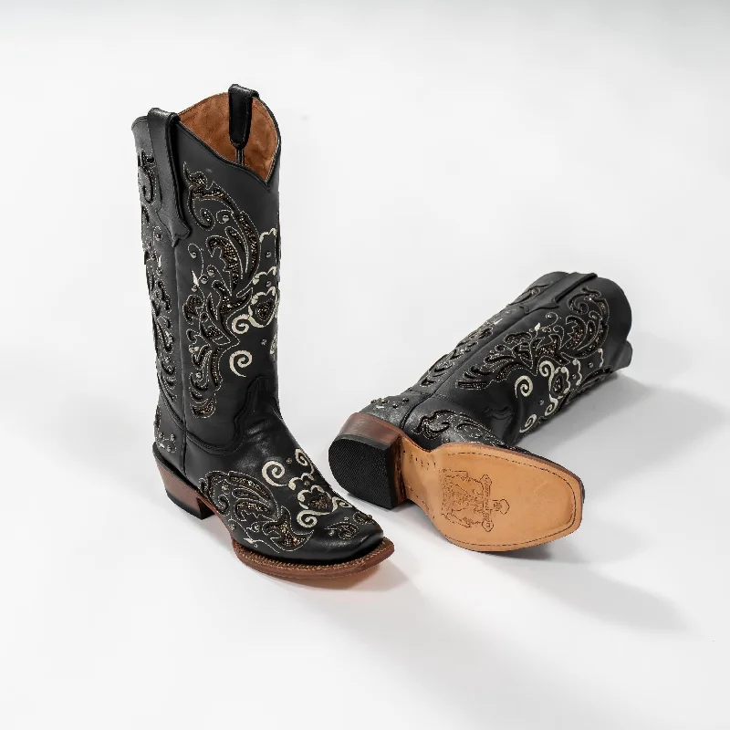 Tanner Mark Boot Venice Black - Midnight Black with Silver Shimmer Inlay